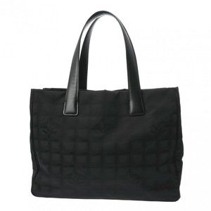 CHANEL Travel Line Tote MM Black Nylon Bag Back